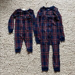 Matching sibling holiday plaid pajamas